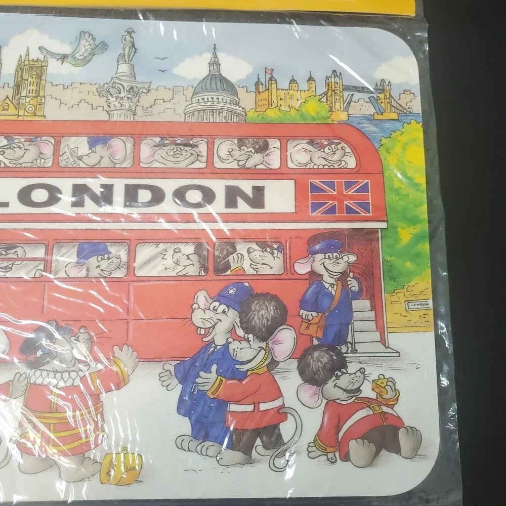 London Mouse Pad‎ Mat Double Decker Bus Beefeater Royal Guard Mice Souvenir NOS